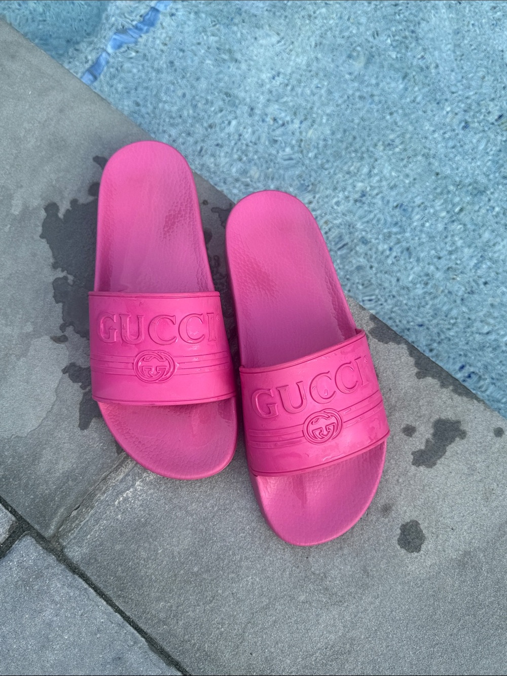Gucci Hot Pink Logo Slide Sandals